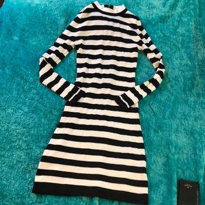French connection black and white bodycon dress